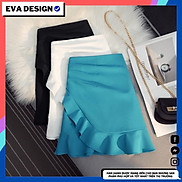 Chân váy công sở nữ ngắn vải tuyết mưa Eva design dáng chữ A phối bèo cực