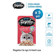 Combo 5 gói thức ăn ướt cho mèo Regalos Thái Lan vị thanh cua và cá ngừ