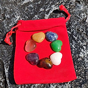 Sét 7 viên đá chakra tự nhiên mang năng lượng tích cực kèm túi màu ngẫu