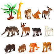 Bộ sưu tập 12 thú rừng Safari hoang dãbằng nhựa đặc nguyên khối