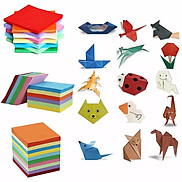 Giấy gấp Origami hình vuông, bộ 100 tờ, 10 màu