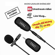 Mic lavalier-TNVI cài áo không dây cho điện thoại , mic live stream