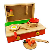 Bộ đồ chơi nấu ăn cho bé, gỗ cao su an toàn