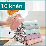 Set 10 khăn lau bếp đa năng, 2 mặt sieu mềm mịn, set khăn lau tiện dụng