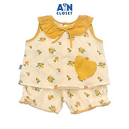 Bộ quần áo ngắn bé gái họa tiết Hoa phượng vàng xô muslin - AICDBTWWTDQW