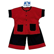 Bộ quần áo Bà ba Lửng unisex cho bé hoa văn Vân Gỗ Đỏ quần Đen gấm