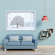 Decal cửa sổ Vườn cây tuyết trắng WD126 Decal dán tường PVC cao cấp