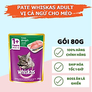 Pate Cho Mèo Lớn, Pate Whiskas Adult Cá Ngừ Cho Mèo Túi 12 Gói x 80g