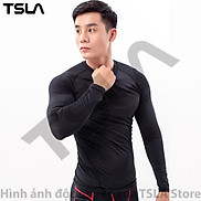 Áo giữ nhiệt thể thao nam dài tay cổ tròn TSLA lót lông chất thun form ôm