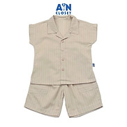 Bộ quần áo lửng bé trai họa tiết Kẻ Sọc Kem cotton - AICDBTRWI4BN