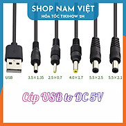 Dây Cáp Chuyển USB 5V to DC Jack 5.5 4.0 3.5 2.5mm Cho Quạt Sạc, Đèn Sạc
