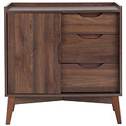 Tủ ngăn kéo 3 tầng kết hợp 1 cánh mở KARLMAR chất liệu gỗ cao cấp màu nâu