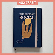 Sổ tay A5 không dòng kẻ 130gsm Crabit, sổ trơn The Sunday Social, Hoa Xanh