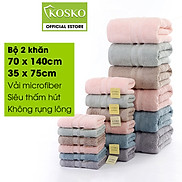 Bộ 2 khăn tắm khổ lớn microfiber KOSKO kích thước 70x140cm và 35x75cm siêu