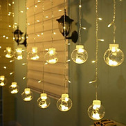 Đèn led trang trí dạng lưới bóng tròn 12 dây  đèn đủ màu hoặc vàng ấm