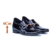 Giày Độn Nam T&TRA Tăng Cao 6Cm- S968 Đen Bóng- Chất Liệu Da Bò Cao Cấp