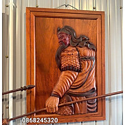 Tranh khắc quan công bằng gỗ hương đá sơn pu giả cổ kt 48 68 6cm