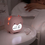 Đồng hồ báo thức điện tử kiêm đèn ngủ Trâu cute Đồng hồ để bàn Cảm ứng âm