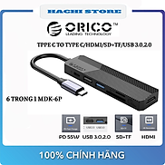 Hub typec 6 trong 1 Orico MDK-6P sang HDMI 4K, 1 x USB-C PD 55W, USB 3.0