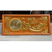 Tranh Đồng hồ khắc chữ tài lộc bằng gỗ gõ kt 41 97 4cm