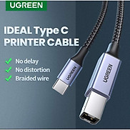 Cáp máy in USB Type-C to USB Type-B bọc dù Ugreen 1M, 2M