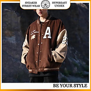 Áo khoác bomber jacket nam nữ hình in Lucky chất nỉ bông cao cấp varsity a