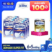Bộ 6 Gói Khẩu Trang Ngăn Khói Bụi Unicharm 3D Mask Super Fit 5 cái gói
