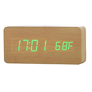 Đồng hồ gỗ để bàn hình khối chữ nhật mặt số hiển thị LED