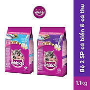 Bộ 2 túi thức ăn WHISKAS cho mèo con dạng hạt 1.1kg 2 túi