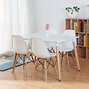 Bộ bàn ăn gỗ sơn 1m2 và 4 ghế DSW nhựa ABS nhập khẩu