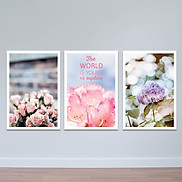 Bộ 3 tranh trang trí Thiên nhiên đa sắc màu Tranh treo tường hoa lá W3406