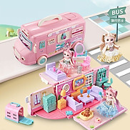 Nhà búp bê barbie kèm 1 búp bê công chúa đồ chơi xe ô tô biến hình ngôi