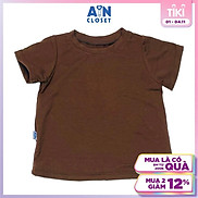 Áo ngắn tay unisex cho bé Nâu Trơn thun cotton - AICDBTUZQS1W - AIN Closet