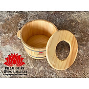 Chậu gỗ ngâm chân kết hợp xông phụ khoa gỗ thông loại 1 Tặng 100 gói sắc