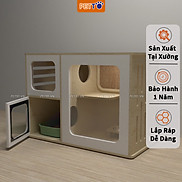 Tủ cho mèo BẰNG GỖ - Khách sạn cho mèo thiết kế 3 cửa kính trong suốt SANG