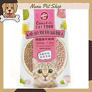 Thức ăn hạt cho mèo Happy 100 mix thịt gà và cá hồi thơm ngon