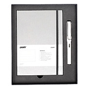 Gift Set Lamy Notebook A5 Softcover Grey+ Lamy Safari White - GSNSa0013