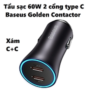 Tẩu sạc ô tô 40W 2 cổng C+U U+U Baseus Golden Contactor Pro CCJDZ-CX