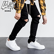 Quần Jean Đen Nam Zipper Streetwear Cao Cấp Màu Đen Trơn - Form Slimfit