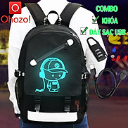 Combo balo thời trang phát sáng dạ quang Ohazo + Dây cáp sạc USB xịn +