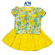Bộ quần áo váy ngắn bé gái họa tiết Hoa 3D vàng cotton - AICDBG5TMJQ7