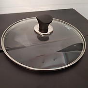 Nắp kính cường lực viền inox Hàn Quốc dùng cho nồi và chảo size 24cm