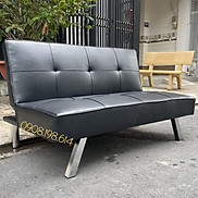 Ghế Sofa Giường Mini 3 in 1 Bọc da màu Đen Chân Kim loại Tháo Lắp