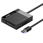 Đầu đọc thẻ USB 3.0 sang SD + TF + CF + MS cao cấp 0.5M màu Đen Ugreen