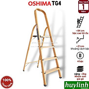 Thang nhôm ghế 4 bậc Oshima TG4 - Bậc cao nhất 84cm - Sơn tĩnh điện vân gỗ