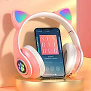 Tai Nghe Mèo Bluetooth chụp tai kết nối bluetooth 5.0, kèm dây AUX
