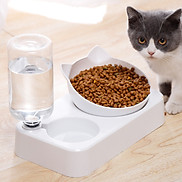 Bát ăn nghiêng kết hợp bình uống nước tự động cho chó mèo