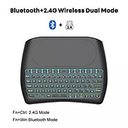 Bàn phím không dây 2.4G + Bluetooth D8 mini có đèn Led tích hợp bàn di