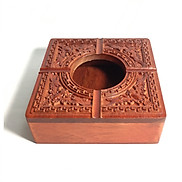 Gạt tàn gỗ hương trạm khắc hoa văn truyền thống tinh xảo