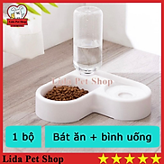 Bát ăn kết hợp bình uống nước tự động cho chó mèo hình chữ L